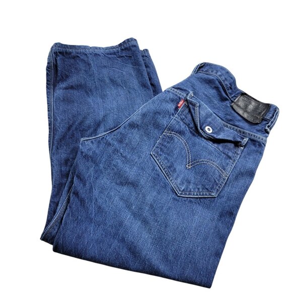 Levi's 569 Jeans Mens 36x28 Tag 36x30 Loose Dark Wash Flap Pockets Heemed Read* - Picture 1 of 10